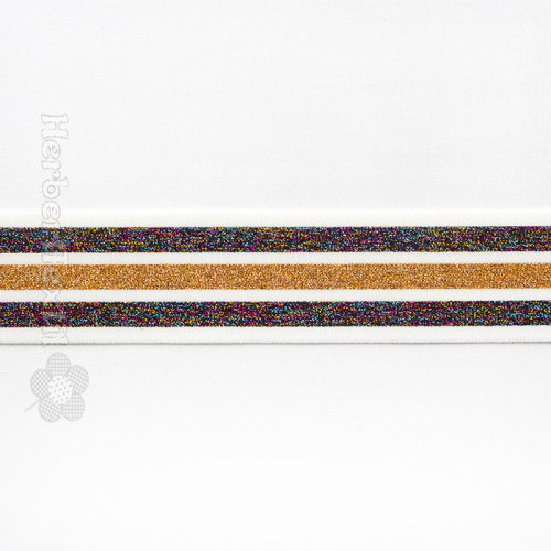Elastic Tape Lurex Stripe / Gummi mit Glitzer 40mm orange
