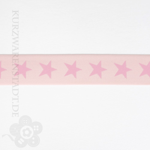 Gummi mit gewebten Sternen 2-Farbig 40 mm light rose-rose 42510