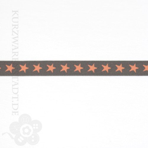 Elastisches Gummi mit Stern 2-farbig 20mm dark grey-laces 42799