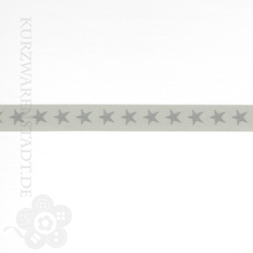 Elastisches Gummi mit Stern 2-farbig 20mm light grey-dark grey 42801