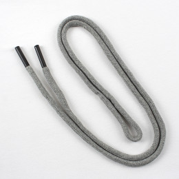 Kordel für hoodie 6mm 1.25m hell grau, kordel endstück metall schwarz