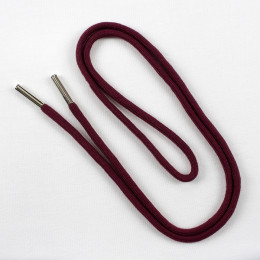Kordel für hoodie 6mm 1.25m wino rot, kordel endstück metall silber